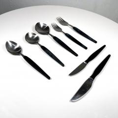 1960s Rostfri Gab Black and Stainless Flatware Set of 7 made Sweden - 3136102
