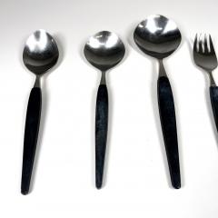 1960s Rostfri Gab Black and Stainless Flatware Set of 7 made Sweden - 3136103