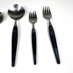 1960s Rostfri Gab Black and Stainless Flatware Set of 7 made Sweden - 3136104
