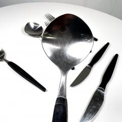 1960s Rostfri Gab Black and Stainless Flatware Set of 7 made Sweden - 3136107