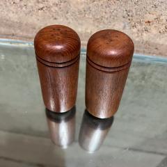 1960s Round Teak Salt Pepper Shaker Set Scandinavian Modern - 3422930