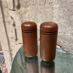 1960s Round Teak Salt Pepper Shaker Set Scandinavian Modern - 3422931