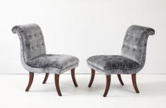 1960s Sabre lLegs Slipper Chairs In Velvet Uphosltery - 4348638