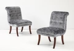 1960s Sabre lLegs Slipper Chairs In Velvet Uphosltery - 4348641