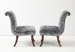 1960s Sabre lLegs Slipper Chairs In Velvet Uphosltery - 4348642