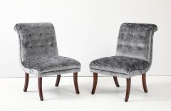1960s Sabre lLegs Slipper Chairs In Velvet Uphosltery - 4348643