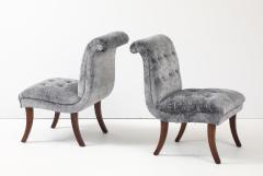 1960s Sabre lLegs Slipper Chairs In Velvet Uphosltery - 4348646