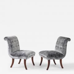 1960s Sabre lLegs Slipper Chairs In Velvet Uphosltery - 4351758