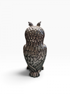 1960s Silver plated owl decorative cigarettes box - 4771376