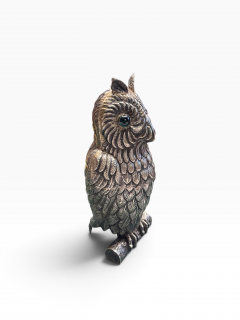 1960s Silver plated owl decorative cigarettes box - 4771377