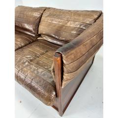 1960s Skipper Mobler Leather and Rosewood Settee - 3396247