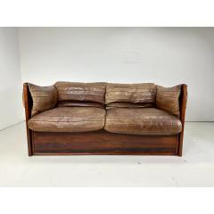 1960s Skipper Mobler Leather and Rosewood Settee - 3396265