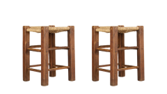 1960s Spanish brutalist tall stools rush seating - 2978003