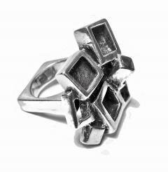 1960s Sterling Silver Modernist Brutalist Ring - 1317057