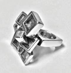 1960s Sterling Silver Modernist Brutalist Ring - 1317059