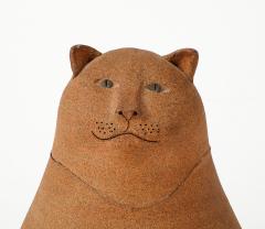 1960s Studio pottery terracotta cat boxe - 3714587