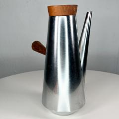 1960s Style Kalmar Italian Coffee Pot Made in Italy Stainless Steel Teakwood - 2805248