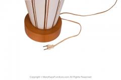 1960s Tall Mid Century Modern Walnut Ceramic Table Lamps Pair - 2954506