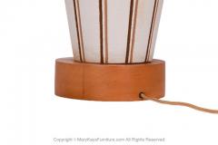 1960s Tall Mid Century Modern Walnut Ceramic Table Lamps Pair - 2954584