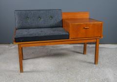 1960s Teakwood Hall Phone Stand w Felted Wool Seating - 2284810
