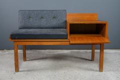 1960s Teakwood Hall Phone Stand w Felted Wool Seating - 2284811