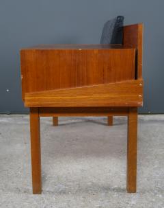 1960s Teakwood Hall Phone Stand w Felted Wool Seating - 2284814