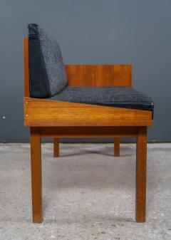 1960s Teakwood Hall Phone Stand w Felted Wool Seating - 2284816