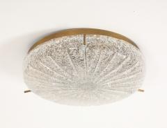1960s Textured Murano Glass and Aged Brass Flush mount Sconce by Kaiser - 4708583