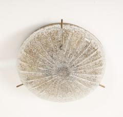 1960s Textured Murano Glass and Aged Brass Flush mount Sconce by Kaiser - 4708584