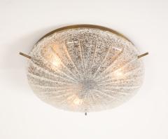 1960s Textured Murano Glass and Aged Brass Flush mount Sconce by Kaiser - 4708586