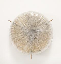 1960s Textured Murano Glass and Aged Brass Flush mount Sconce by Kaiser - 4760891