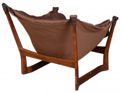 1960s Tormod Alnaes Trega teak and leather lounge chair - 2985609