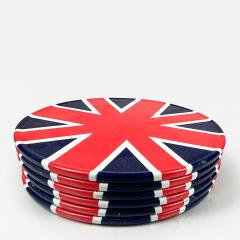1960s UK Vintage British Bar Coasters Union Jack Set of Six - 2939855