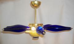 1960s Vintage Italian Star Pendant Flush Mount in Yellow and Blue Murano Glass - 1165307