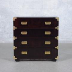 1960s Vintage Modern Mahogany Campaign Chest with Brass Handles - 3654480