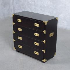 1960s Vintage Modern Mahogany Campaign Chest with Brass Handles - 3683447