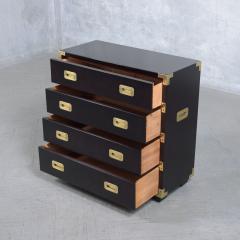 1960s Vintage Modern Mahogany Campaign Chest with Brass Handles - 3683448