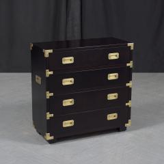 1960s Vintage Modern Mahogany Campaign Chest with Brass Handles - 3683450