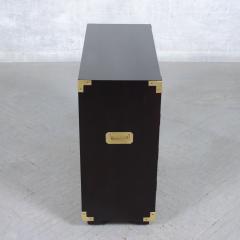 1960s Vintage Modern Mahogany Campaign Chest with Brass Handles - 3683451