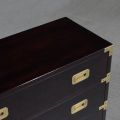 1960s Vintage Modern Mahogany Campaign Chest with Brass Handles - 3683453