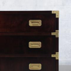 1960s Vintage Modern Mahogany Campaign Chest with Brass Handles - 3683454