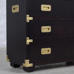 1960s Vintage Modern Mahogany Campaign Chest with Brass Handles - 3683455
