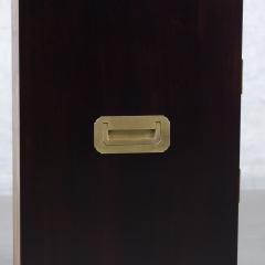 1960s Vintage Modern Mahogany Campaign Chest with Brass Handles - 3683456
