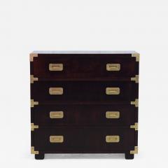 1960s Vintage Modern Mahogany Campaign Chest with Brass Handles - 3684997