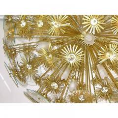 1960s Vintage One of a kind Italian Round Brass and Glass Flower Chandelier - 352650