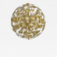 1960s Vintage One of a kind Italian Round Brass and Glass Flower Chandelier - 353505