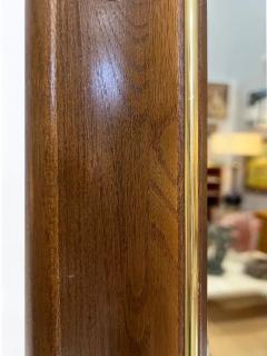 1960s Vintage Overscale Walnut Brass Campaign Style Mirror - 3525625