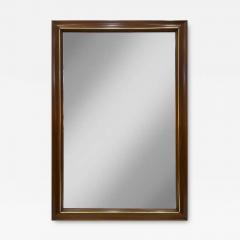 1960s Vintage Overscale Walnut Brass Campaign Style Mirror - 3530097