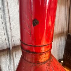 1960s Vintage Red Enamel Cone Fireplace Freestanding - 3705548