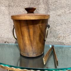 1960s Vintage Teak Wood Brass Ice Bucket Modernist Design Mexico - 3503226